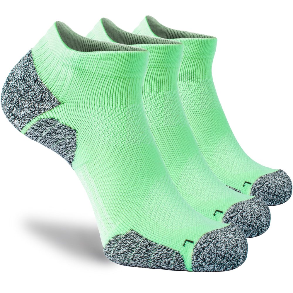 CWVLC Unisex Cushioned Compression Athletic Ankle Socks Multipack, 3-pairs Light-Green, M (7.5-10 W US/ 6-8.5 M US)