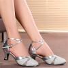 Womens Summer Cross Straps Sandals Roman Style Hollow Sexy High-Heeled Shoes Ladies Adult Latin Dance Shoes Baotou Comfy Trendy Soft Sole Shoes Silver view 3