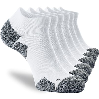 CWVLC Unisex Cushioned Compression Athletic Ankle Socks Multipack, 6-pairs White, M (7.5-10 W US/ 6-8.5 M US)