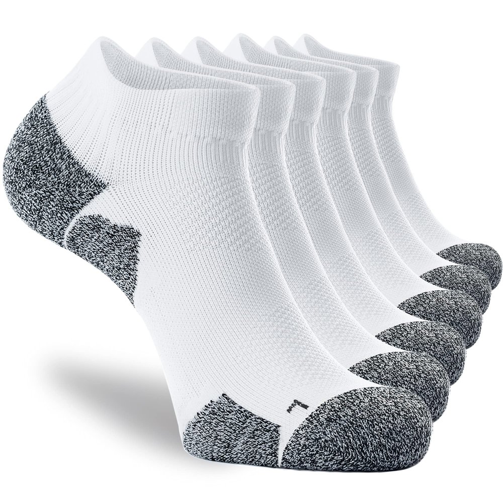 CWVLC Unisex Cushioned Compression Athletic Ankle Socks Multipack, 6-pairs White, M (7.5-10 W US/ 6-8.5 M US)