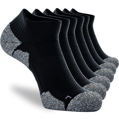 CWVLC Unisex Cushioned Compression Athletic Ankle Socks Multipack, 6-pairs Black, L (10.5-13 W US/ 9-11.5 M US)