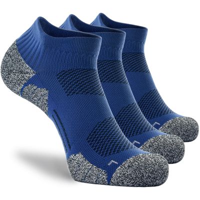 CWVLC Unisex Cushioned Compression Athletic Ankle Socks Multipack, 3-pairs Royal, S (5-7 W US/ 3.5-5.5 M US)