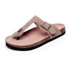 Asifn Women Slide Men Cork Sandal Flat Adjustable Leather Casual Open Toe Shoes Flip-flops Summer 5 Men Brown