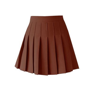 ZHANCHTONG Women's High Waist A-Line Pleated Mini Skirt Short Tennis Skirt (Brown, S)