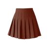 ZHANCHTONG Women's High Waist A-Line Pleated Mini Skirt Short Tennis Skirt (Brown, S) view 1