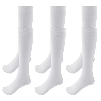 Topbuti 3 Pack Kids Cotton Knee High Socks School Uniform Dress Socks Sports Soccer Socks for Girls and Boys (White)