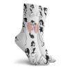 Fashion Fashion Compression Socks,Famous Girl Model Posing With Full,Performance Polyester Cushioned Athletic Crew Socks for Running,Athletic,White Black -12 inch view 2