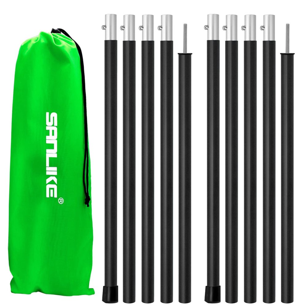 SAN LIKE Aluminum Tent Poles for Tarp - 75in Collapsible Poles for Awnings, Canopy, Rain Fly, Shelter - 2 Sets (5 Sections)