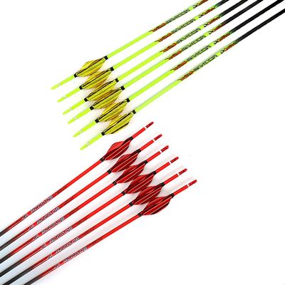 Spine 800 Arrow for 35 Lb Recurve Bow 25 Inch Arrow Target Practice Arrow Hunting Arrow Carbon Arrows Adult Youth Archery Indoor Outdoor Shooting Bullet Tip 12pc