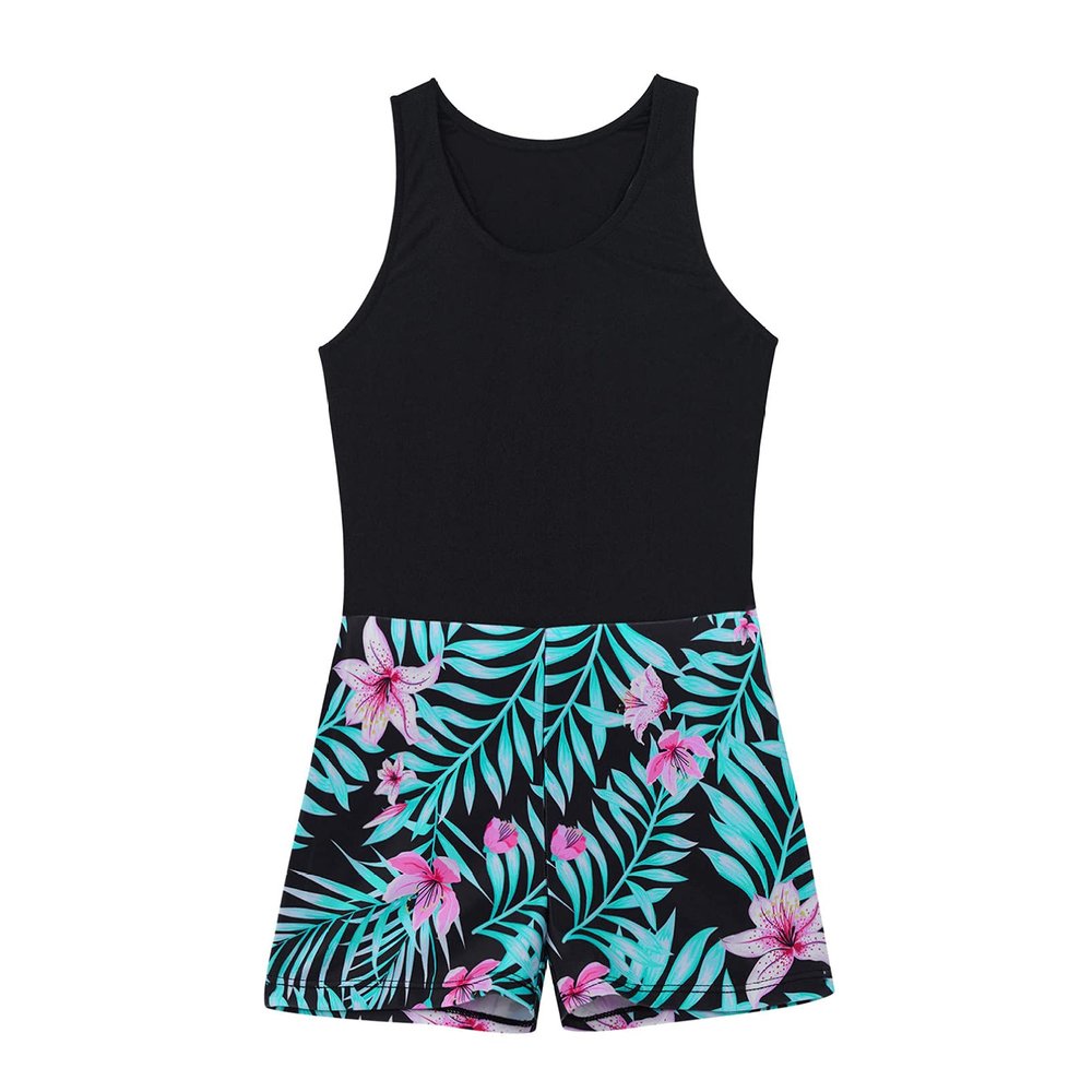 YONGHS Kids Girls Gymnastics Leotards Backless Shorts Jumpsuit Ballet Dance Unitard Sports Biketards Black Lily 4 Years