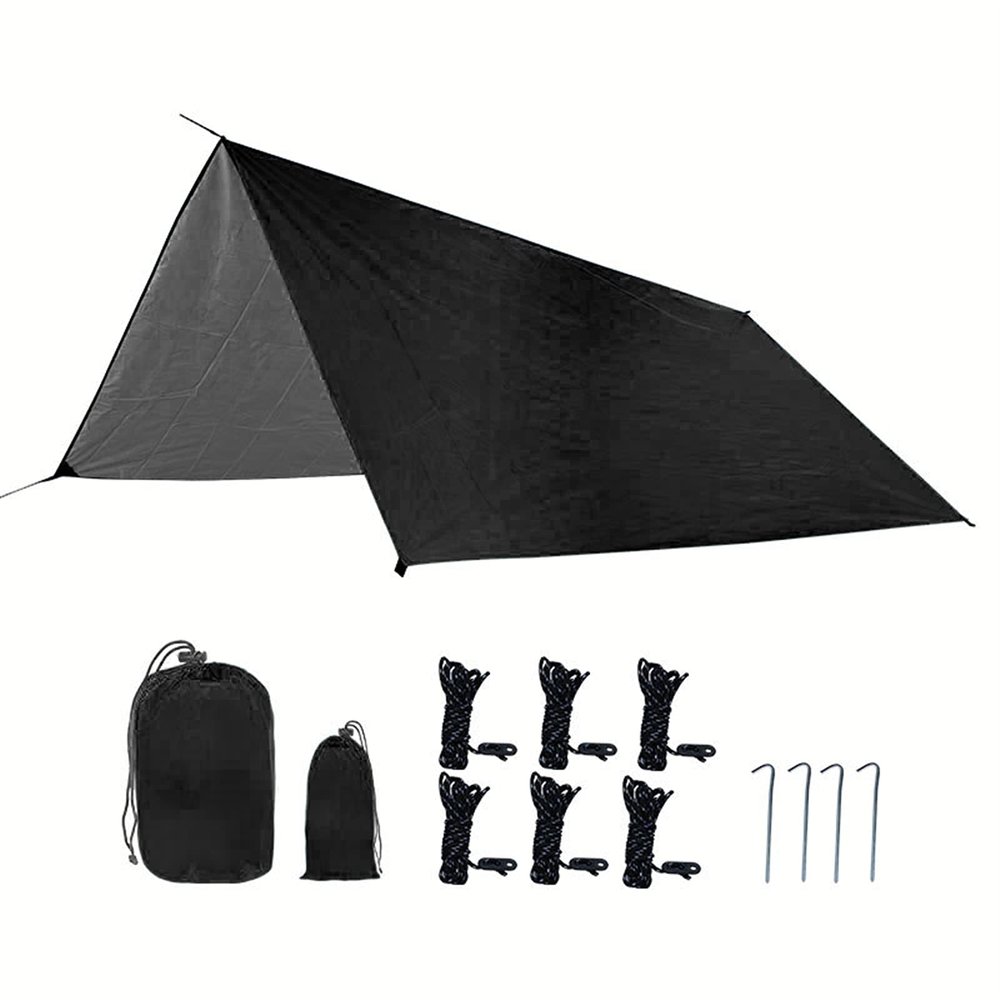 GIBZ Camping Hammock Tarp Multifunctional Waterproof Fly Tent Tarp for Camping Hiking Backpacking Outdoor Adventure Black 300300cm