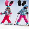 SATINIOR 2 Pairs Kids Snow Mittens Waterproof Winter Ski Gloves Warm Thicken Snow Gloves for Girls Boys (Rose Red, Black, 8-12 Years) view 2