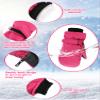 SATINIOR 2 Pairs Kids Snow Mittens Waterproof Winter Ski Gloves Warm Thicken Snow Gloves for Girls Boys (Rose Red, Black, 8-12 Years) view 4