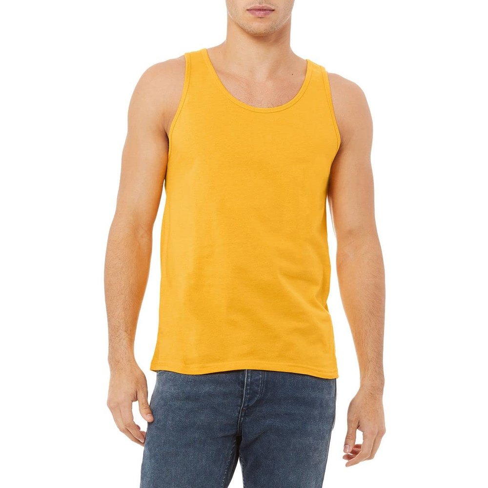 JustBlanks Unisex Adult Sleeveless Tank Top Blend Comfort Jersey 100% Airlume Scoop Neck Tank Top Shirt for Unisex Adults - Gold - Medium