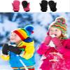 SATINIOR 2 Pairs Kids Snow Mittens Waterproof Winter Ski Gloves Warm Thicken Snow Gloves for Girls Boys (Rose Red, Black, 5-8 Years) view 2