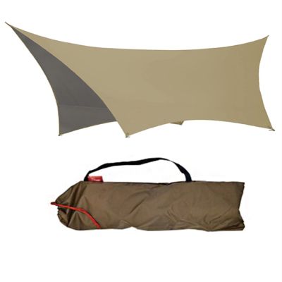 GIBZ Camping Tent Tarp Shelter Waterproof Windproof Lightweight Durable Rainfly Shelter for Snow Beach Camping Outdoor Travel Brown 360420cm