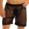 Hedmy Men's See-Through Mesh Swim Trunks Loose Boxer Shorts Underwear Beachwear Cover Ups Black Medium view 1