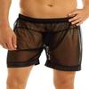 Hedmy Men's See-Through Mesh Swim Trunks Loose Boxer Shorts Underwear Beachwear Cover Ups Black Medium view 3