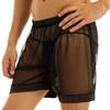 Hedmy Men's See-Through Mesh Swim Trunks Loose Boxer Shorts Underwear Beachwear Cover Ups Black Medium view 4