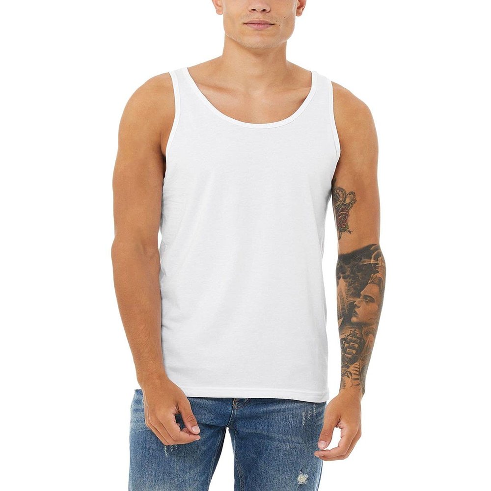 JustBlanks Unisex Adult Sleeveless Tank Top Blend Comfort Jersey 100% Airlume Scoop Neck Tank Top Shirt for Unisex Adults - White - X-Large