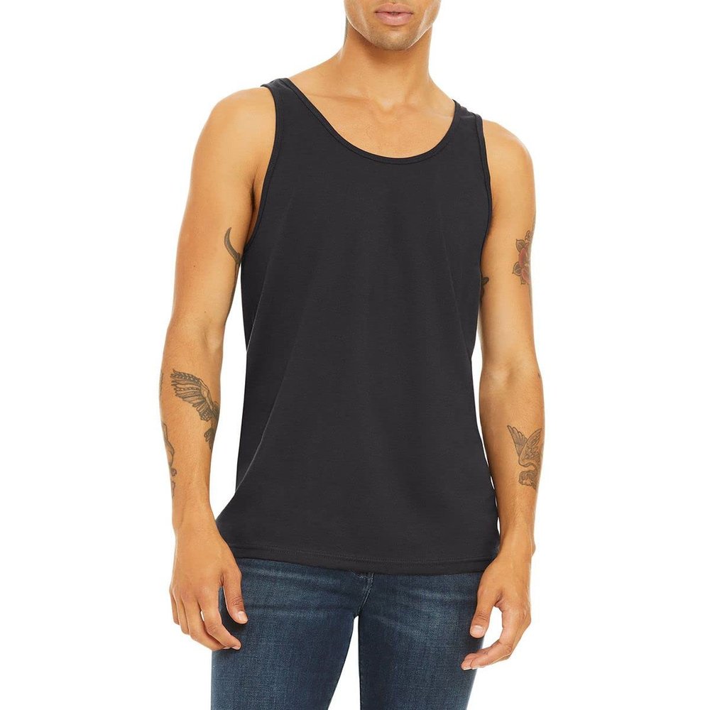 JustBlanks Unisex Adult Sleeveless Tank Top Blend Comfort Jersey 100% Airlume Scoop Neck Tank Top Shirt for Unisex Adults - Dark Grey - X-Large