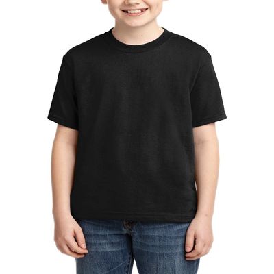 JustBlanks Youth Short Sleeve Tee Dri-Power Active Cotton-Polyester Cotton Performance T-Shirt Crewneck Tee for Big Boys - Black - Medium