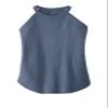 JustBlanks Halter Tank Tops for Women - Sleeveless High Neck Ribbed Knit Tank Top - Top for Women, Athletic Tank Top Navy Frost view 4