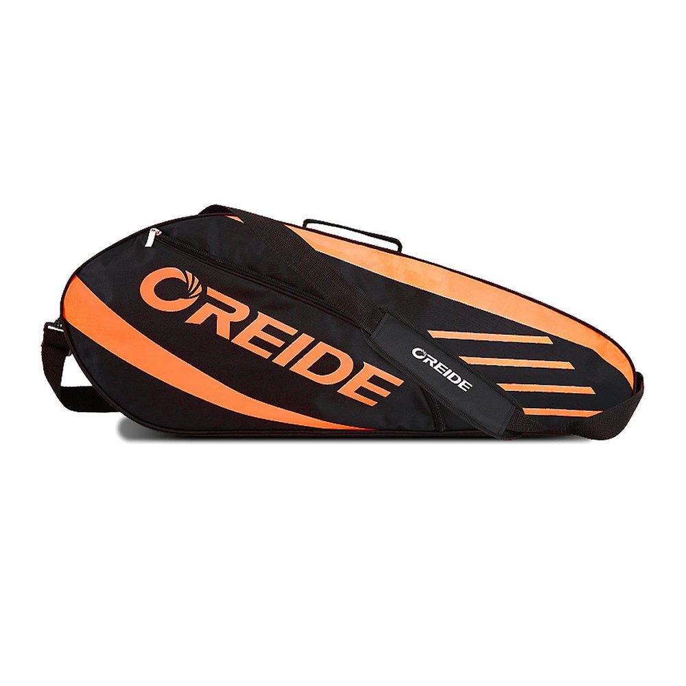 UNISTRENGH Portable Badminton Racket Bag Multifunction Single Shoulder Racket Bag for 3 Racquet or Double Tennis Racket, for Men and Women (Orange/Black)