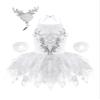 Aislor Girls Ballet Dress Sequined Mesh Tutu Swan Dance Leotard with Bracelets Headwear White 3-4 Years view 1