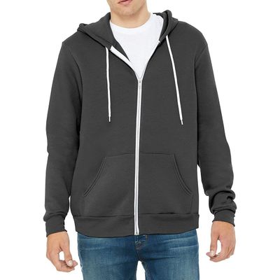 JustBlanks Fashion Wht Cord Long-Sleeve Full-Zip Hooded Sweatshirt Drawstring with Kangaroo Pocket Fleece Hoodie for Unisex-Adult - Asphalt - Small