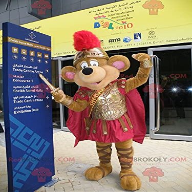 SPOTSOUND Brown mouse REDBROKOLY Mascot dressed as a knight
