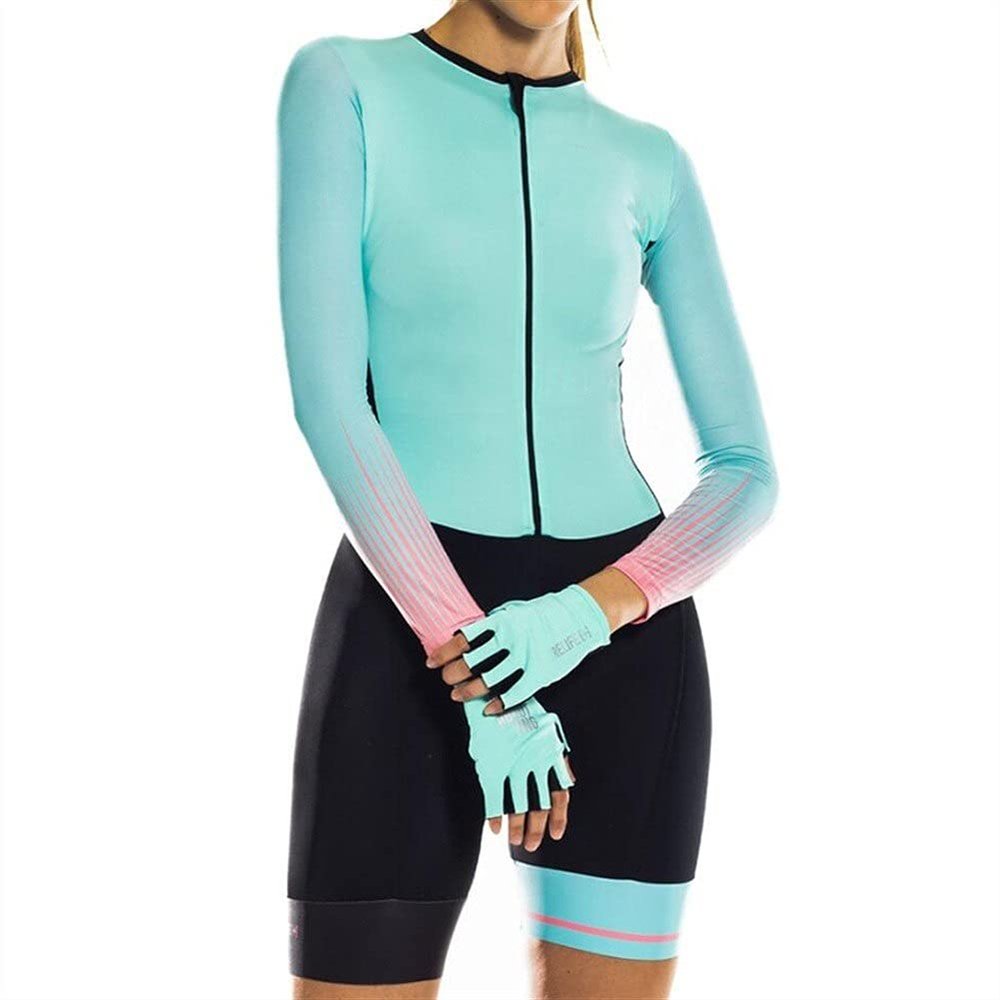CYTSH Women's Triathlon long-sleeved cycling shirt cycling road suit jumpsuit tight Cycling Sets (Color : 7, Size : M)