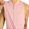 Three Sixty Six Womens Sleeveless Collarless Golf Polo Shirt with Zipper - Quick Dry Tank Tops for Women Blush Pink view 3