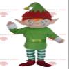 SPOTSOUND Elf elf REDBROKOLY Mascot dressed in green, white and red view 1