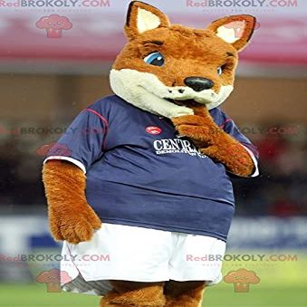 SPOTSOUND Orange and white fox REDBROKOLY Mascot in sportswear
