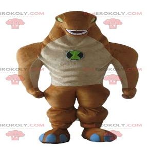 SPOTSOUND Orange and beige dinosaur monster alien REDBROKOLY Mascot