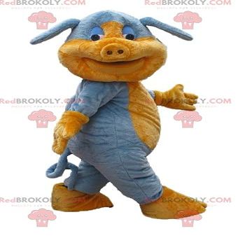 SPOTSOUND Sweet and cute blue and orange pig REDBROKOLY Mascot