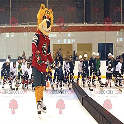 SPOTSOUND Orange bear REDBROKOLY Mascot in hockey gear