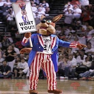 SPOTSOUND Brown dog REDBROKOLY Mascot in American dress