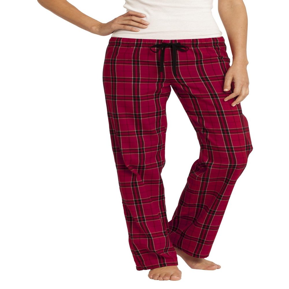 JustBlanks Ladies Ultra Soft Lightweight 100% Cotton Classical Nightwear Comfortable Flannel Fleece Brush Plaid Pajama for Women - New Red - X-Small