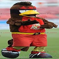 SPOTSOUND Yellow and red brown bird REDBROKOLY Mascot
