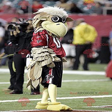 SPOTSOUND Beige vulture bird REDBROKOLY Mascot in sportswear