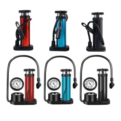 FHYTGBS 1 pcs Bike Pump -Foot Pump with Gauge Road Portable Air Bicycle Pump Compressor MTB Pedal Tire Inflator (Color : Blue with Barometer)