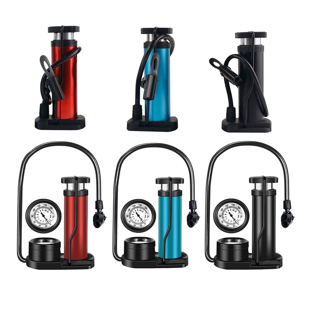 FHYTGBS 1 pcs Bike Pump -Foot Pump with Gauge Road Portable Air Bicycle Pump Compressor MTB Pedal Tire Inflator (Color : Blue with Barometer)