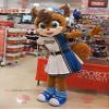 SPOTSOUND Brown fox REDBROKOLY Mascot in a cheerleader dress