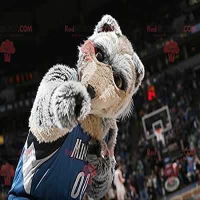 SPOTSOUND Gray and brown wolf REDBROKOLY Mascot all hairy