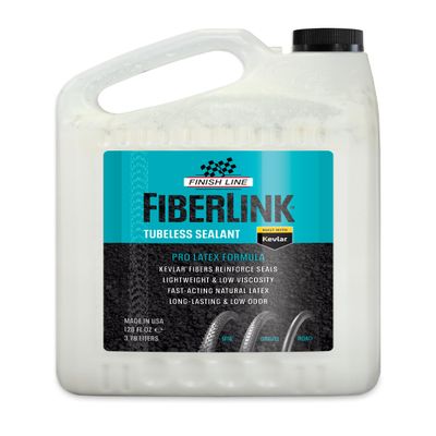 Finish Line FiberLink Pro Latex Tubeless Tire Sealant with Kevlar Technology Long-Lasting, Low Viscosity Bicycle Sealant for Road, Gravel, Cyclocross, Mountain & Fat Bike Tires, 1 Gal
