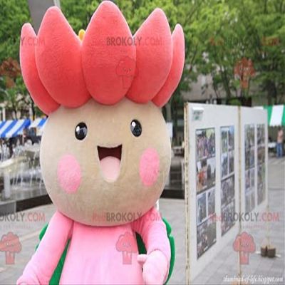 SPOTSOUND REDBROKOLY Mascot pretty pink and green lotus flower