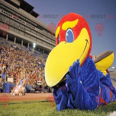 SPOTSOUND REDBROKOLY Mascot big blue red and yellow bird