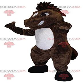 SPOTSOUND Brown and white horse REDBROKOLY Mascot looking nasty